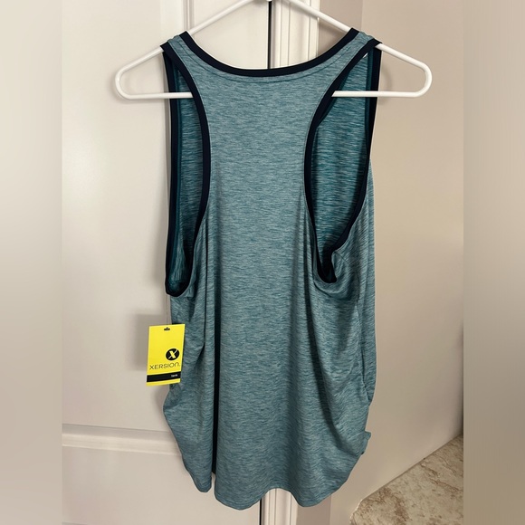 Women Xersion Ruched Side Tank Top Blue Large NWT - Picture 6 of 9